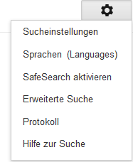 Screenshot: Google-Optionen
