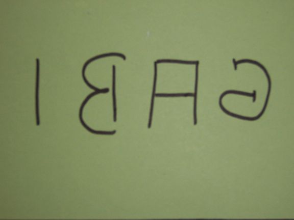 "Gabi" in Spiegelschrift